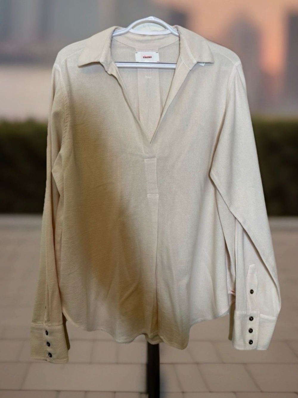 XiRENA Cream Collared Popover Tunic
